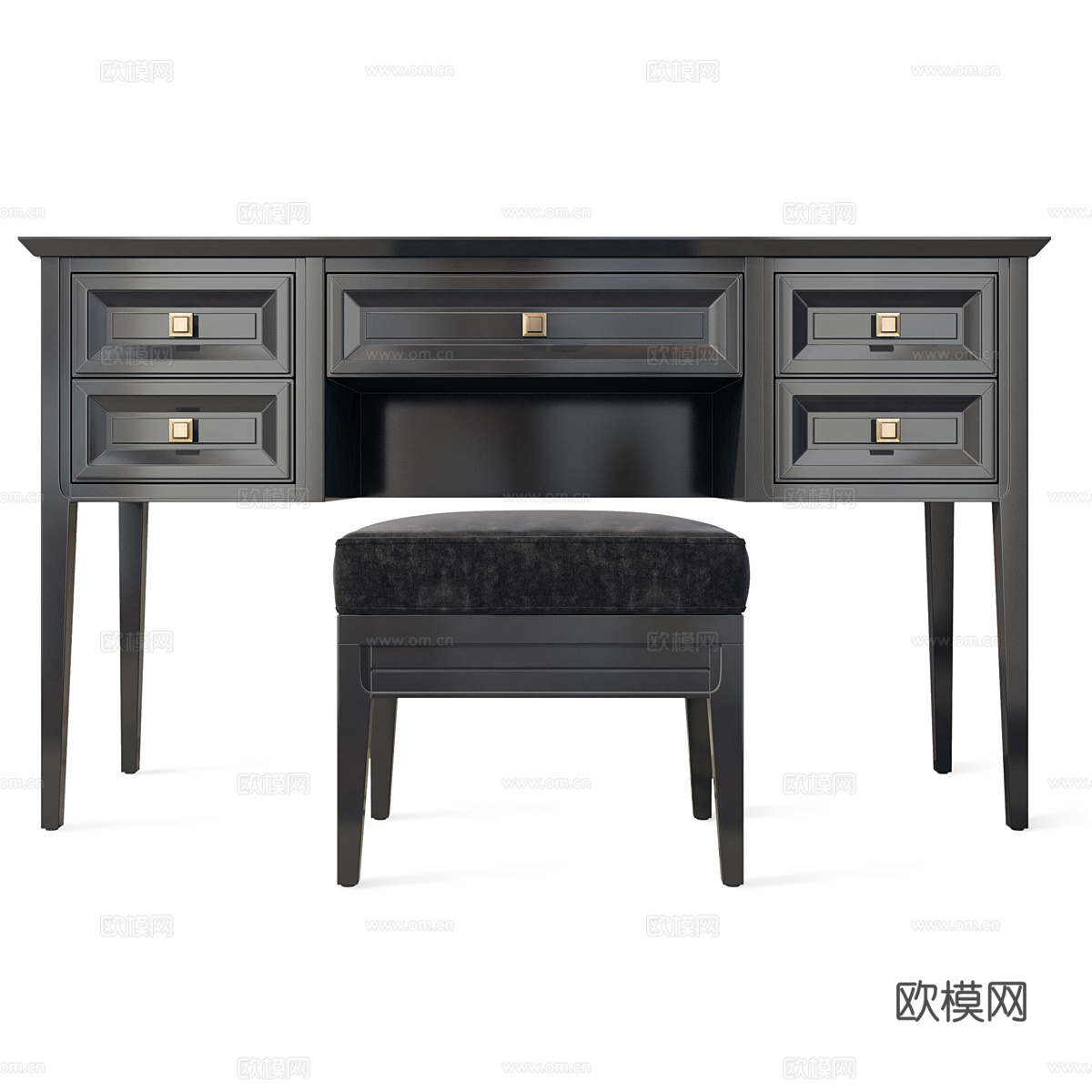 美式简约梳妆台3d模型-Pic-2
