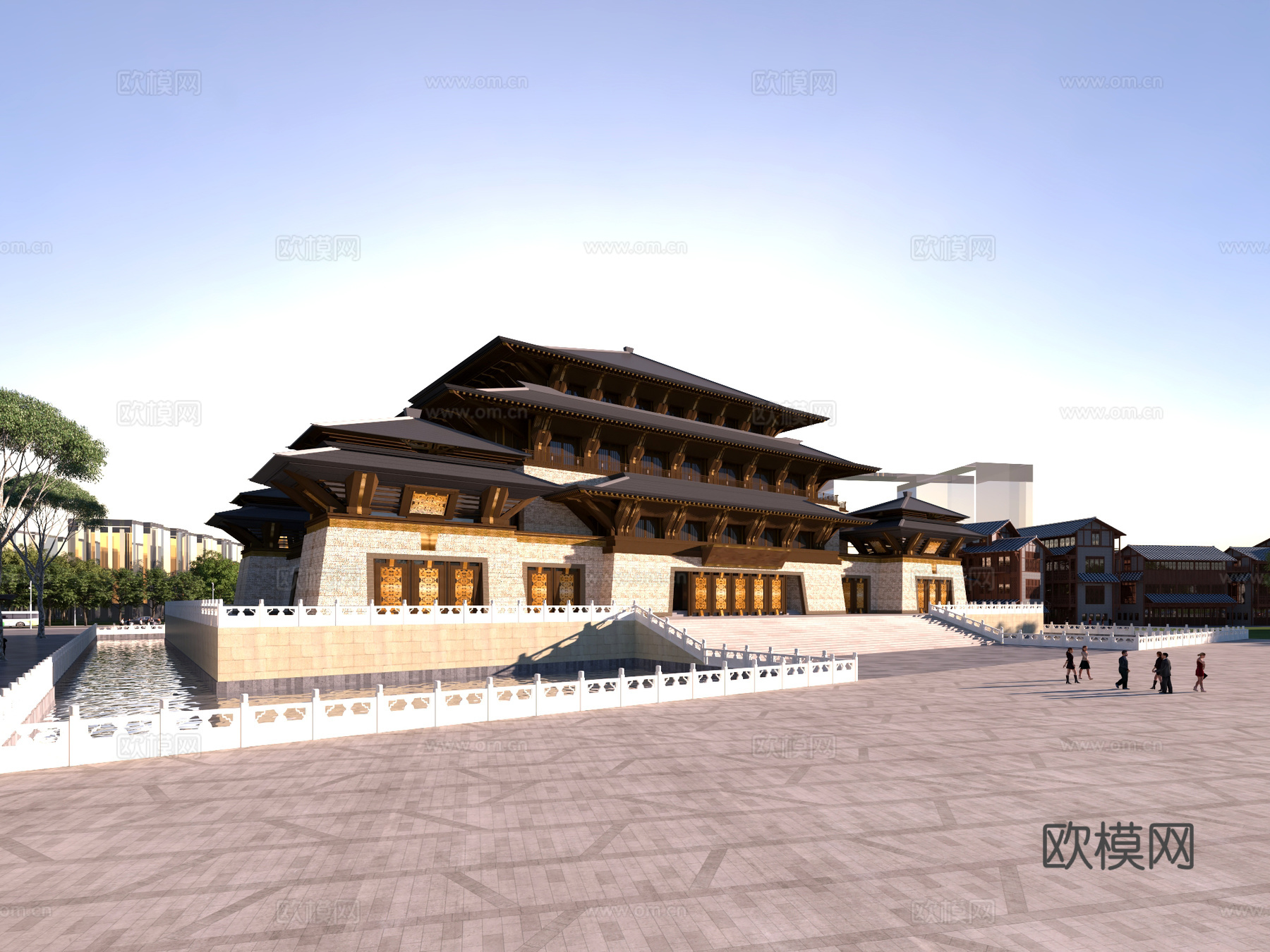 古建 中式建筑 小镇 古镇 园林 商业街3d模型