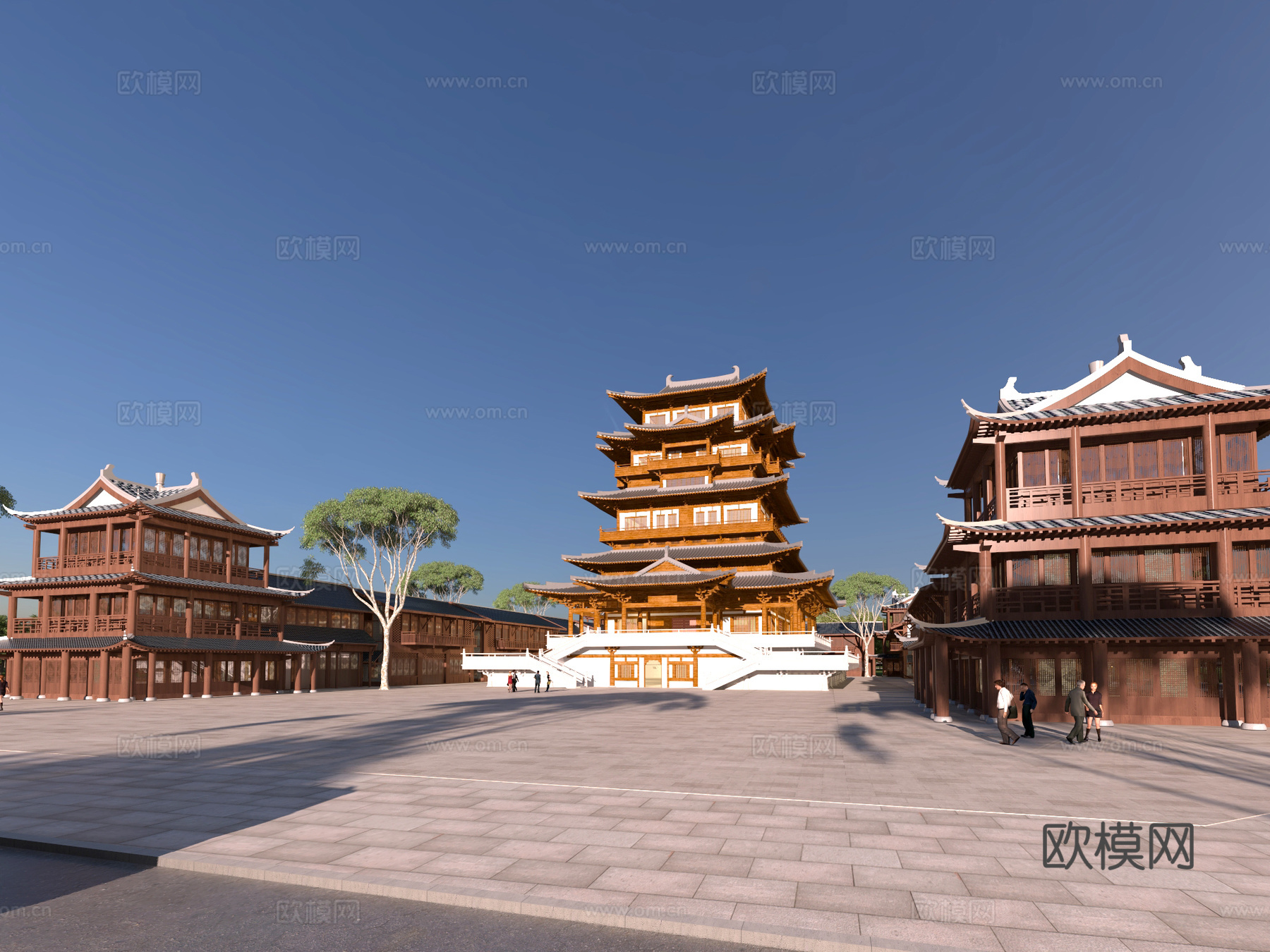 古建 中式建筑 小镇 古镇 园林 商业街3d模型