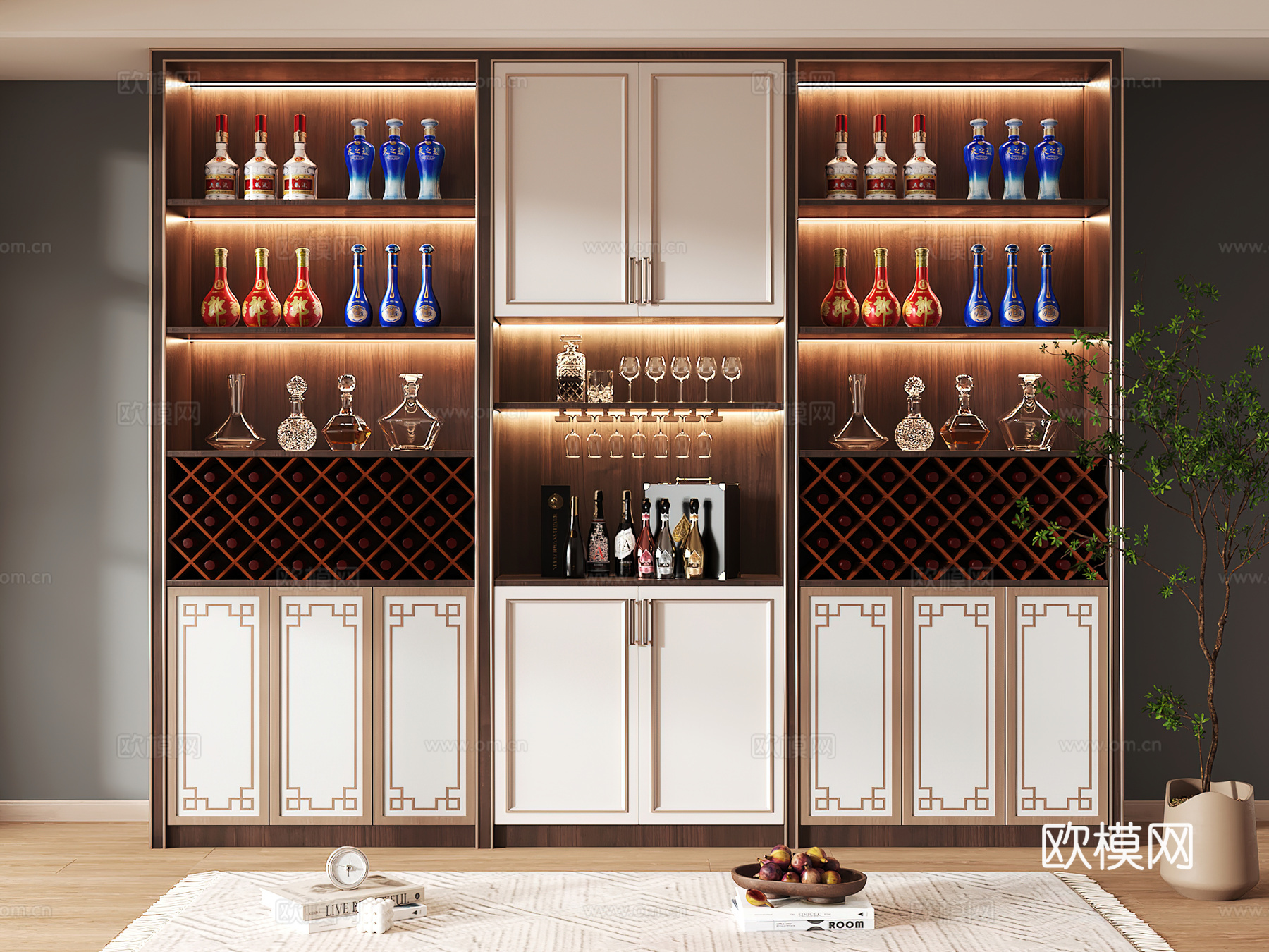 酒柜设计 酒柜 红酒柜 吧台酒柜 隔断酒柜3d模型下载