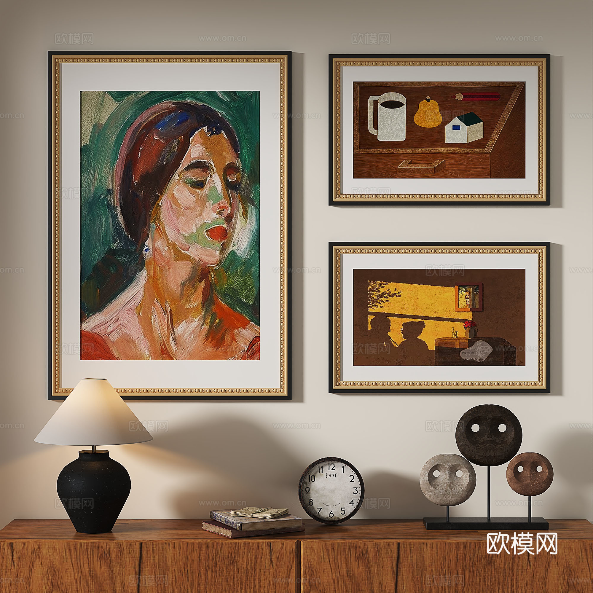法式，欧式，古典，现代，复古，中古，抽象，轻奢，装饰画3d模型