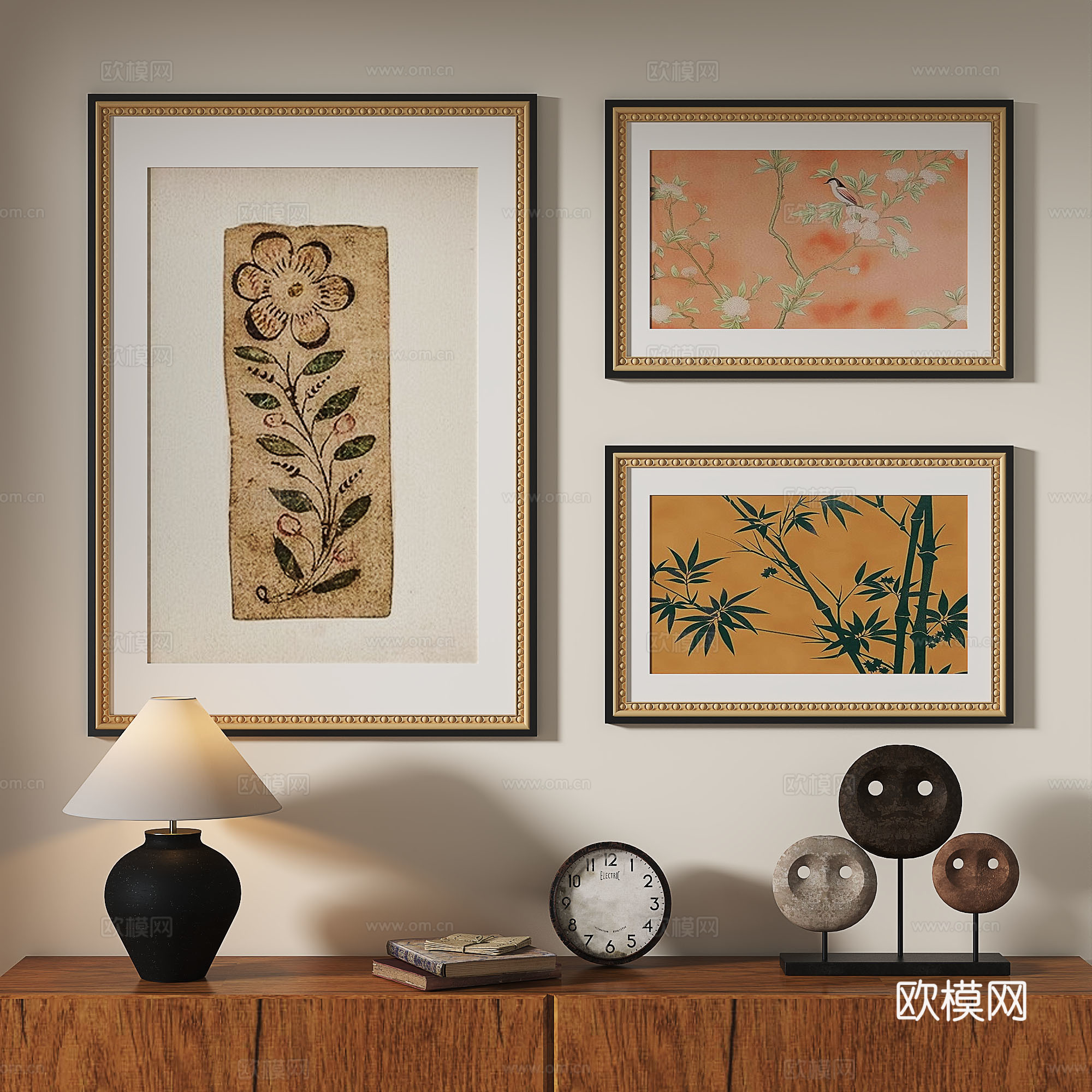 法式，欧式，古典，现代，复古，中古，抽象，轻奢，装饰画3d模型