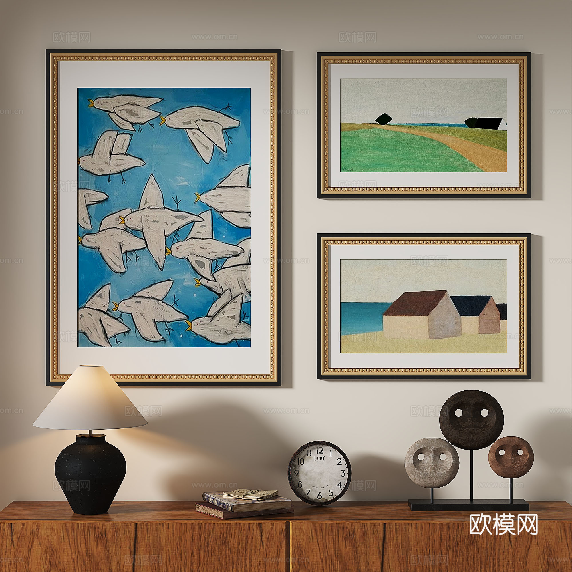 法式，欧式，古典，现代，复古，中古，抽象，轻奢，装饰画3d模型