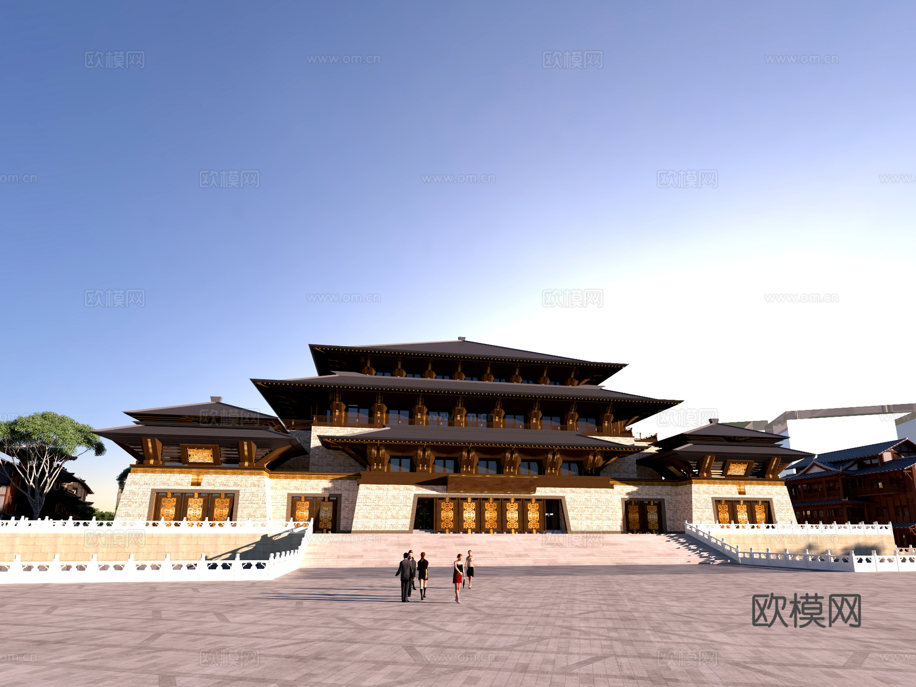 古建 中式建筑 小镇 古镇 园林 商业街3d模型
