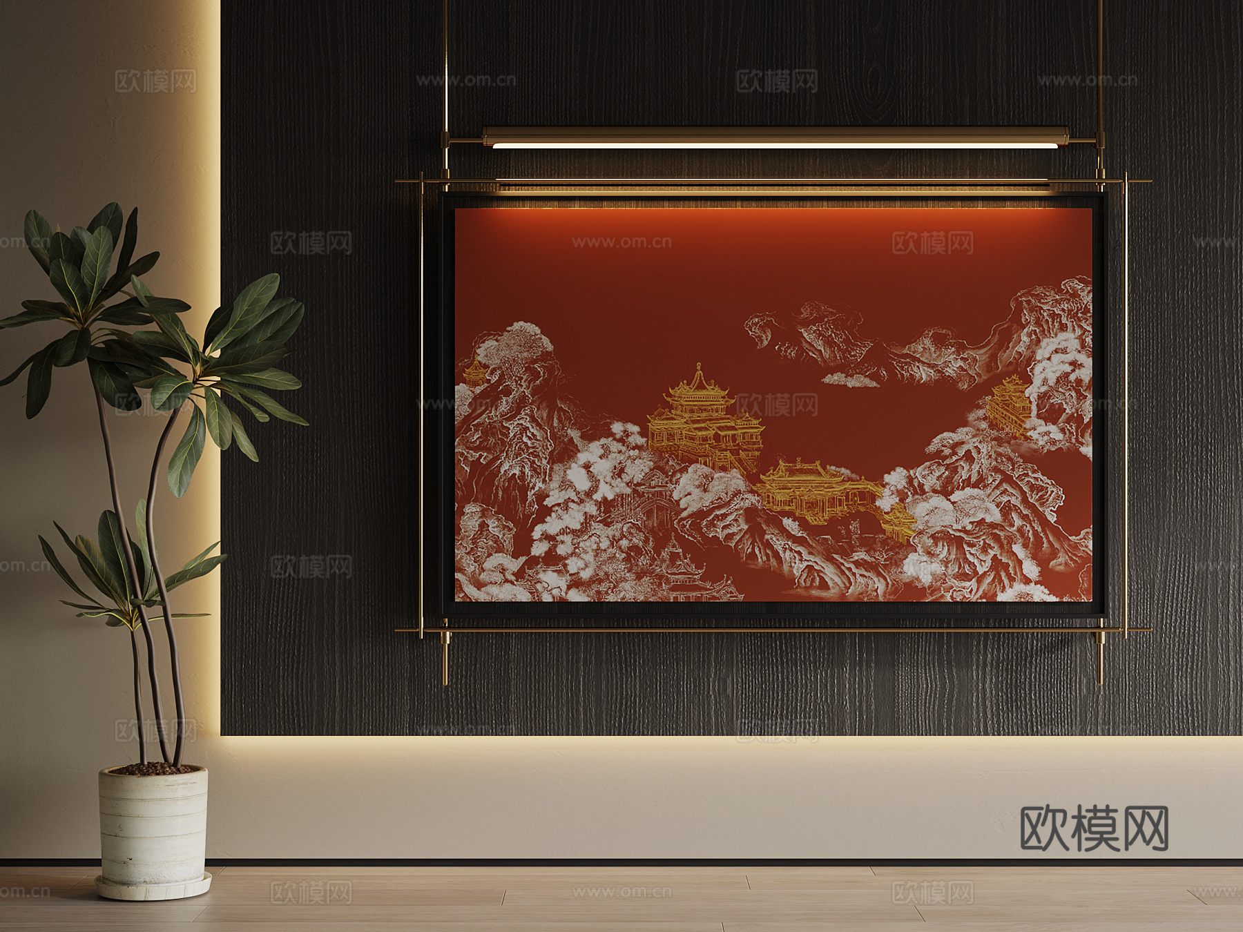 中古风挂画 装饰画 墙饰su模型