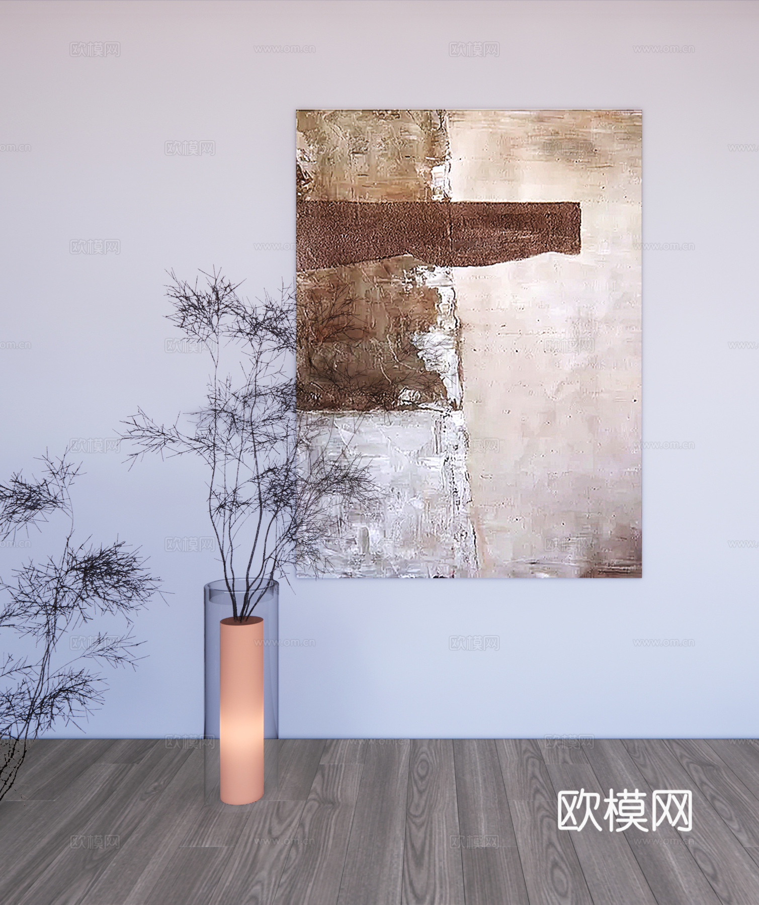 侘寂风花瓶花艺摆件组合su模型