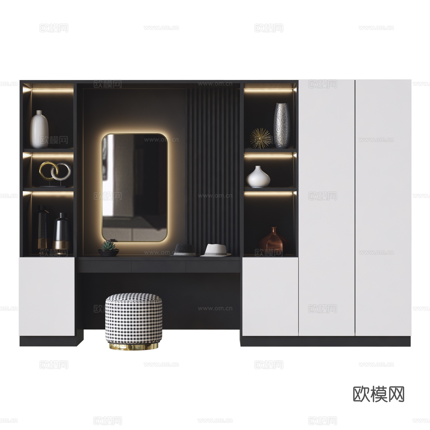 现代意式极简衣柜梳妆台3d模型