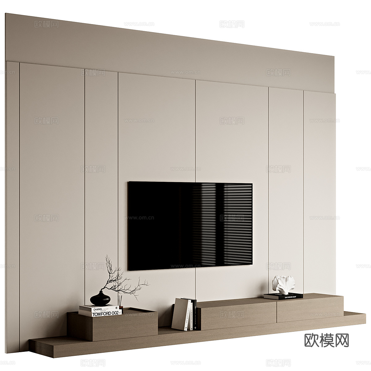 电视背景墙3d模型下载