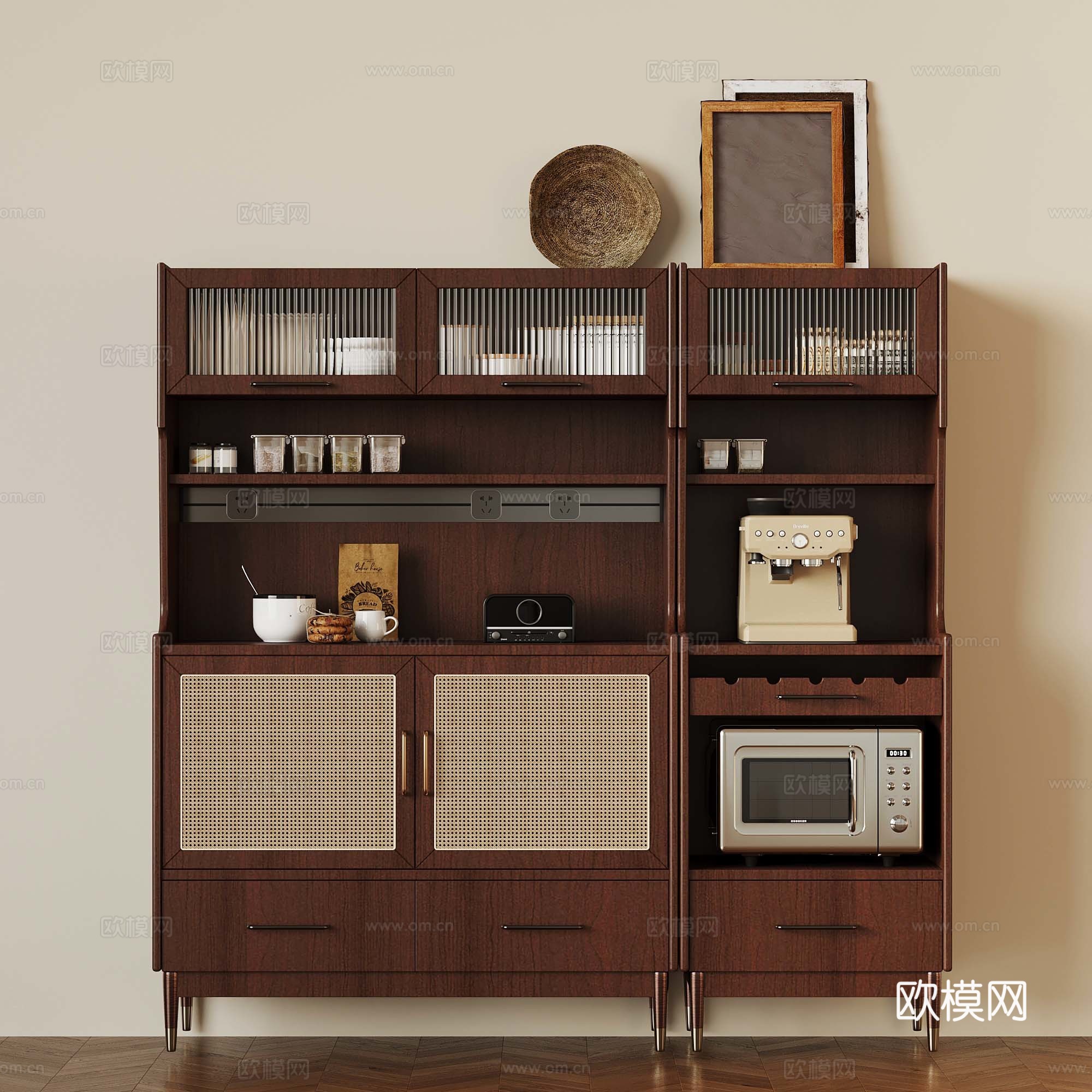 法式中古风备餐柜 餐边柜su模型