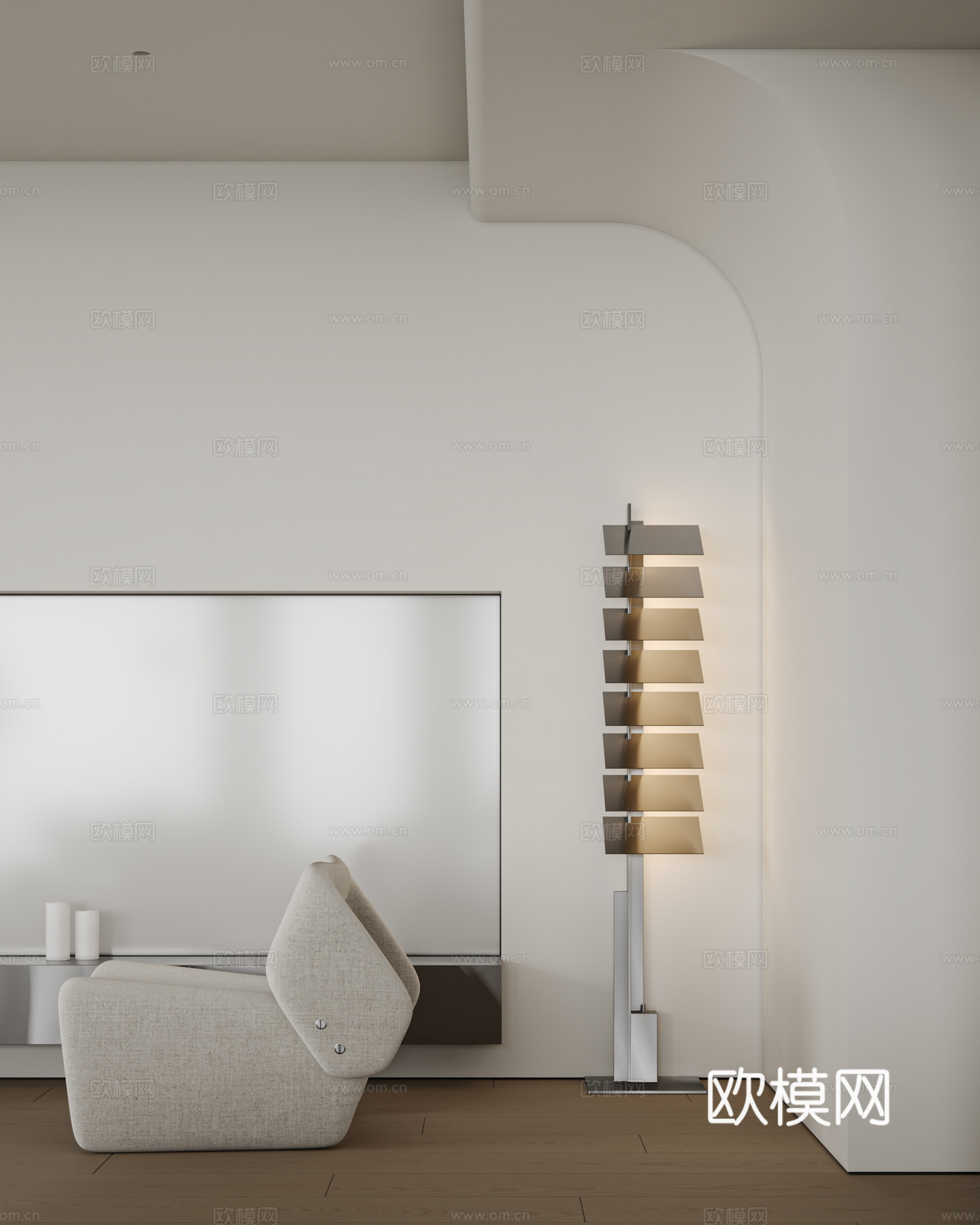 现代极简客餐厅3d模型