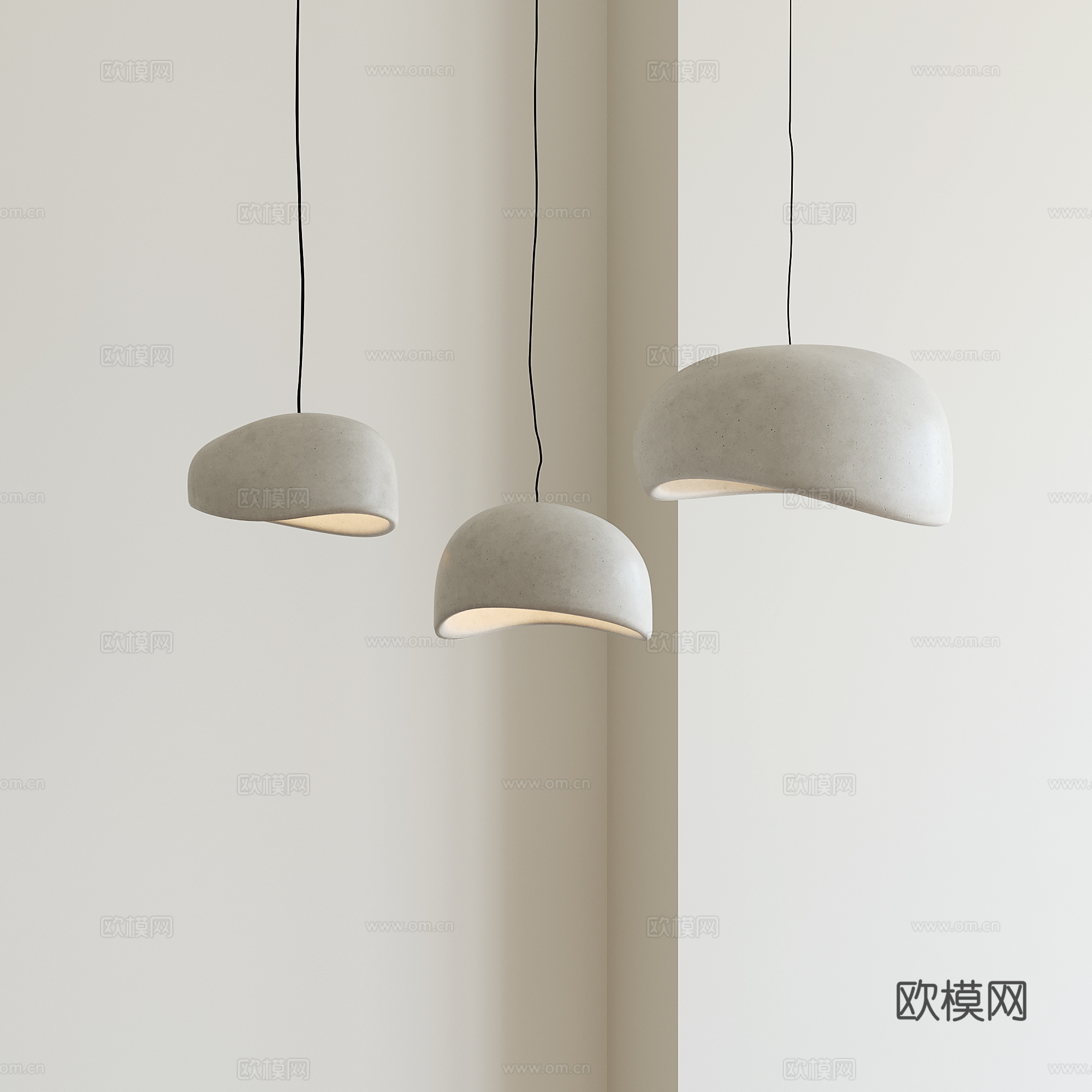 侘寂风水泥吊灯3d模型
