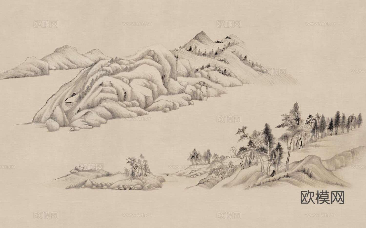 新中式山水壁画