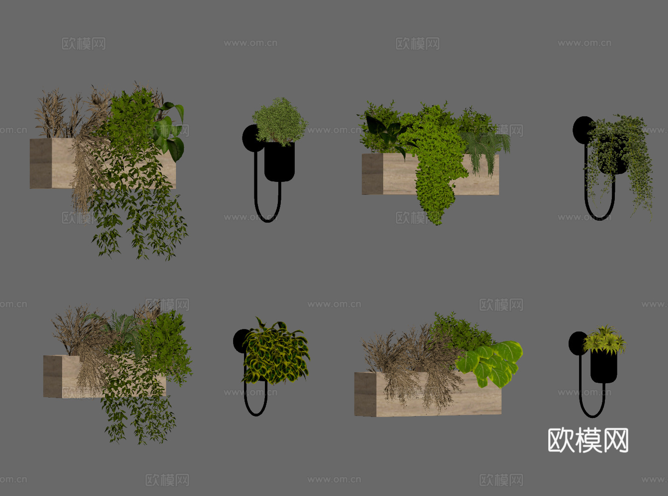 花箱 花坛 花钵 花槽 绿植su模型