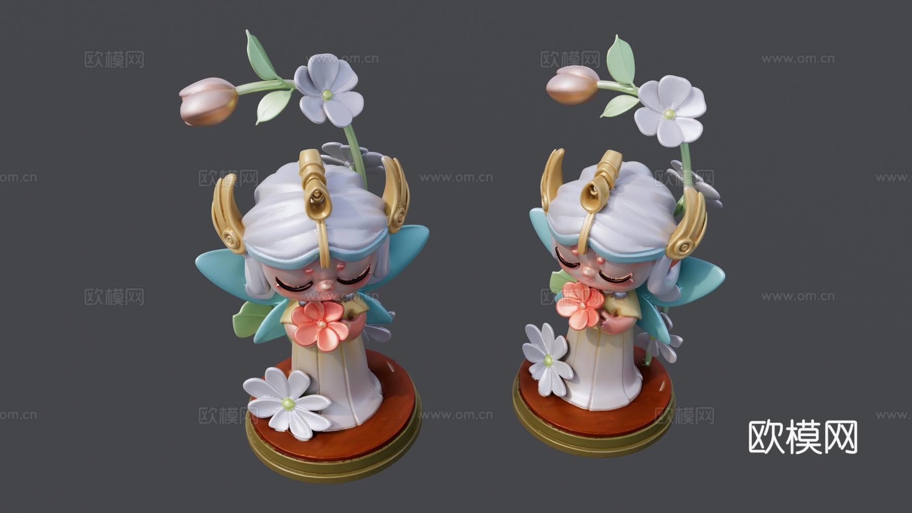 白色衣服花仙子雕塑su模型