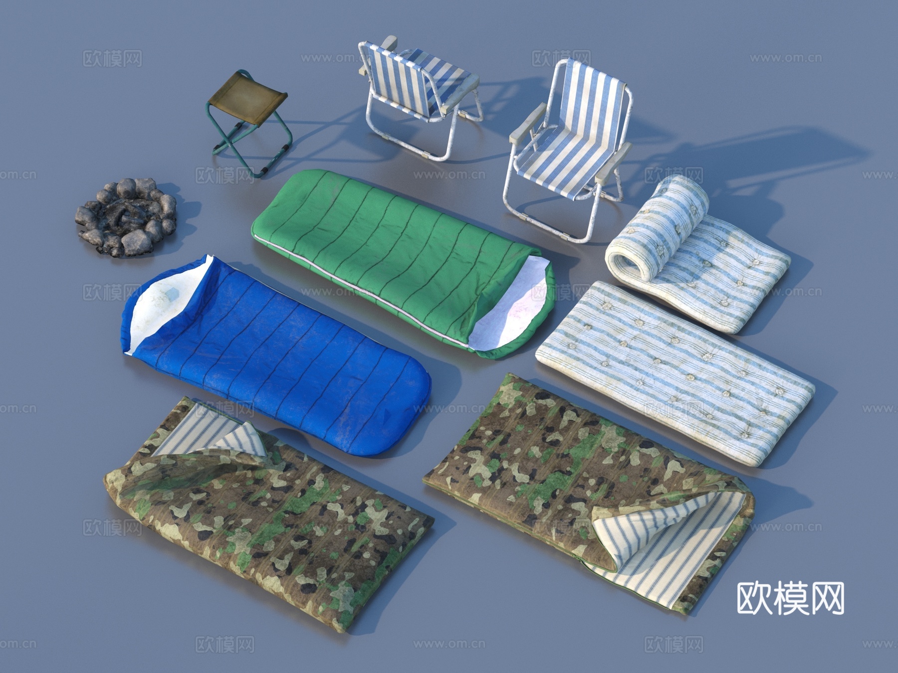 生活用品 睡袋 露营工具su模型