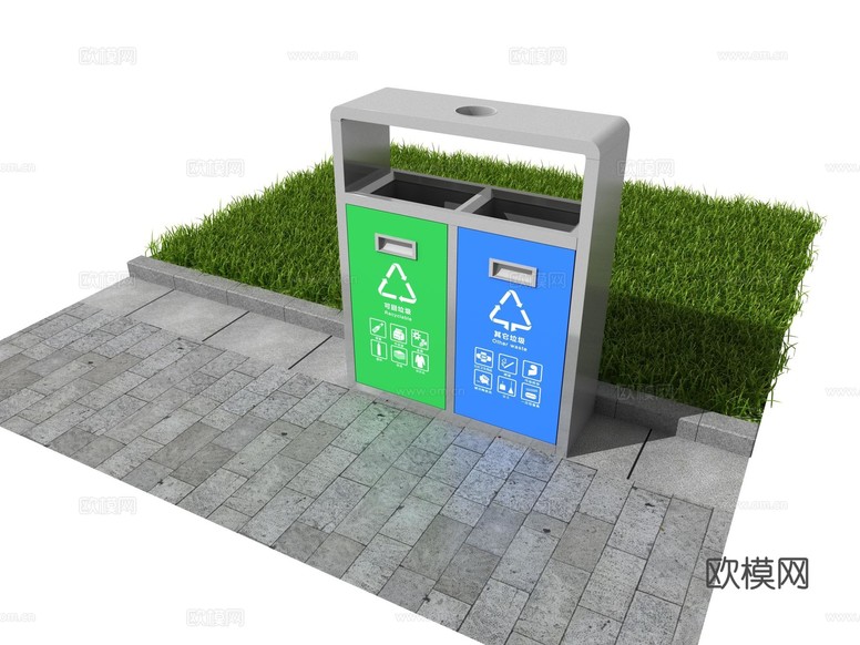 垃圾分类 垃圾箱 垃圾回收 垃圾桶3d模型下载