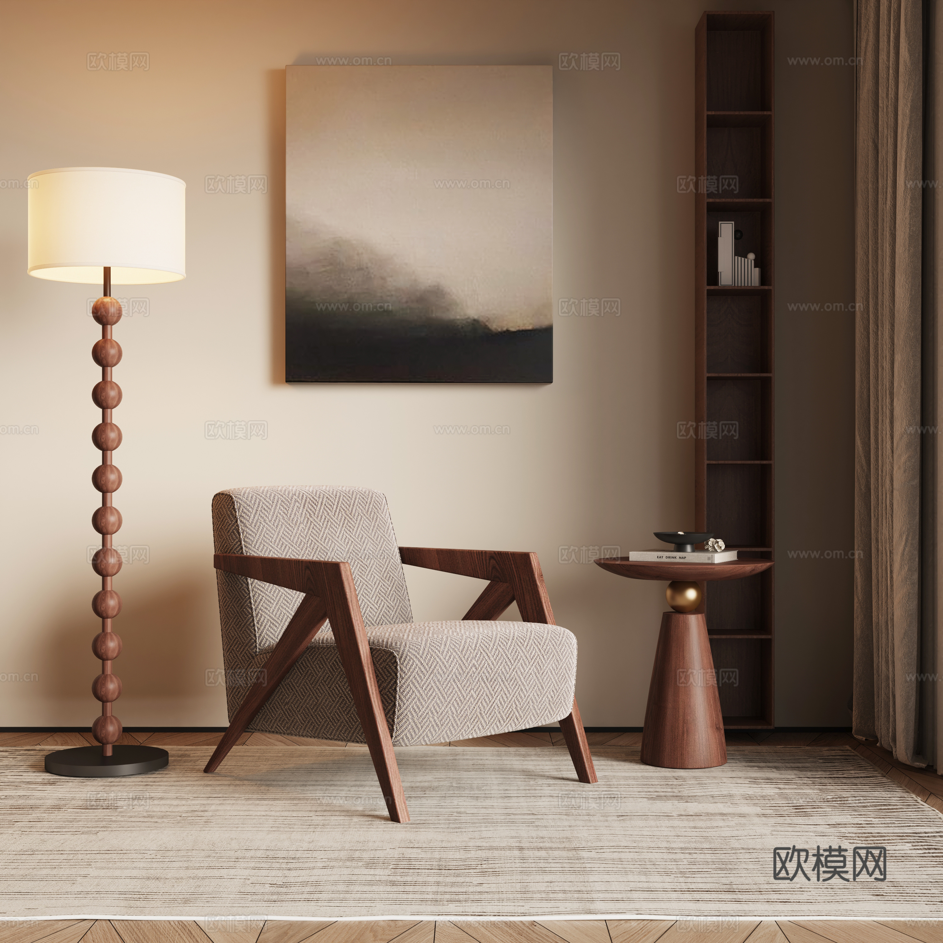中古风休闲椅su模型