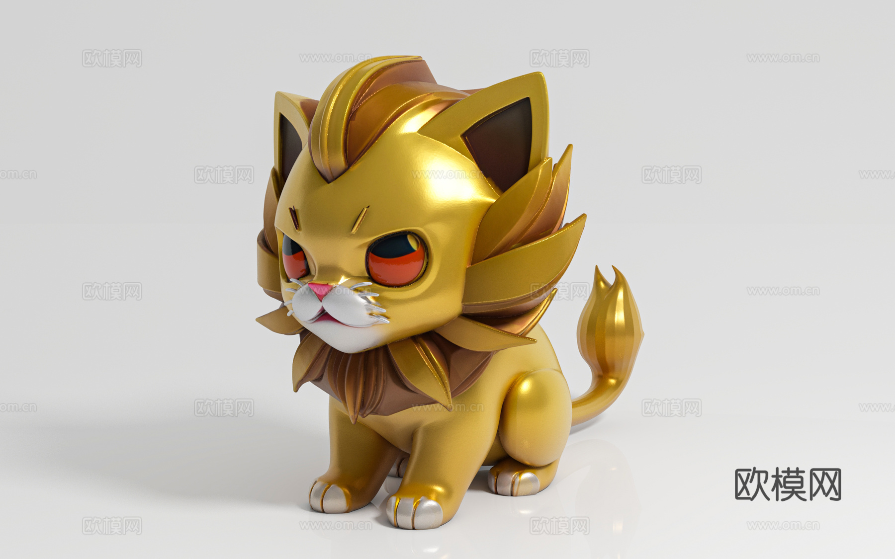金狮狮子神兽手办 雕塑雕像 雕塑摆件 动物摆件 游戏动漫 手3d模型