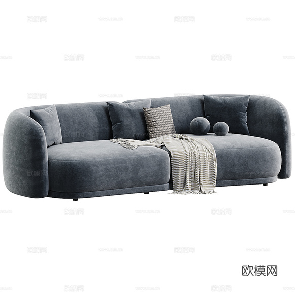 现代奶油风布艺休闲沙发3d模型下载(渲染图2)
