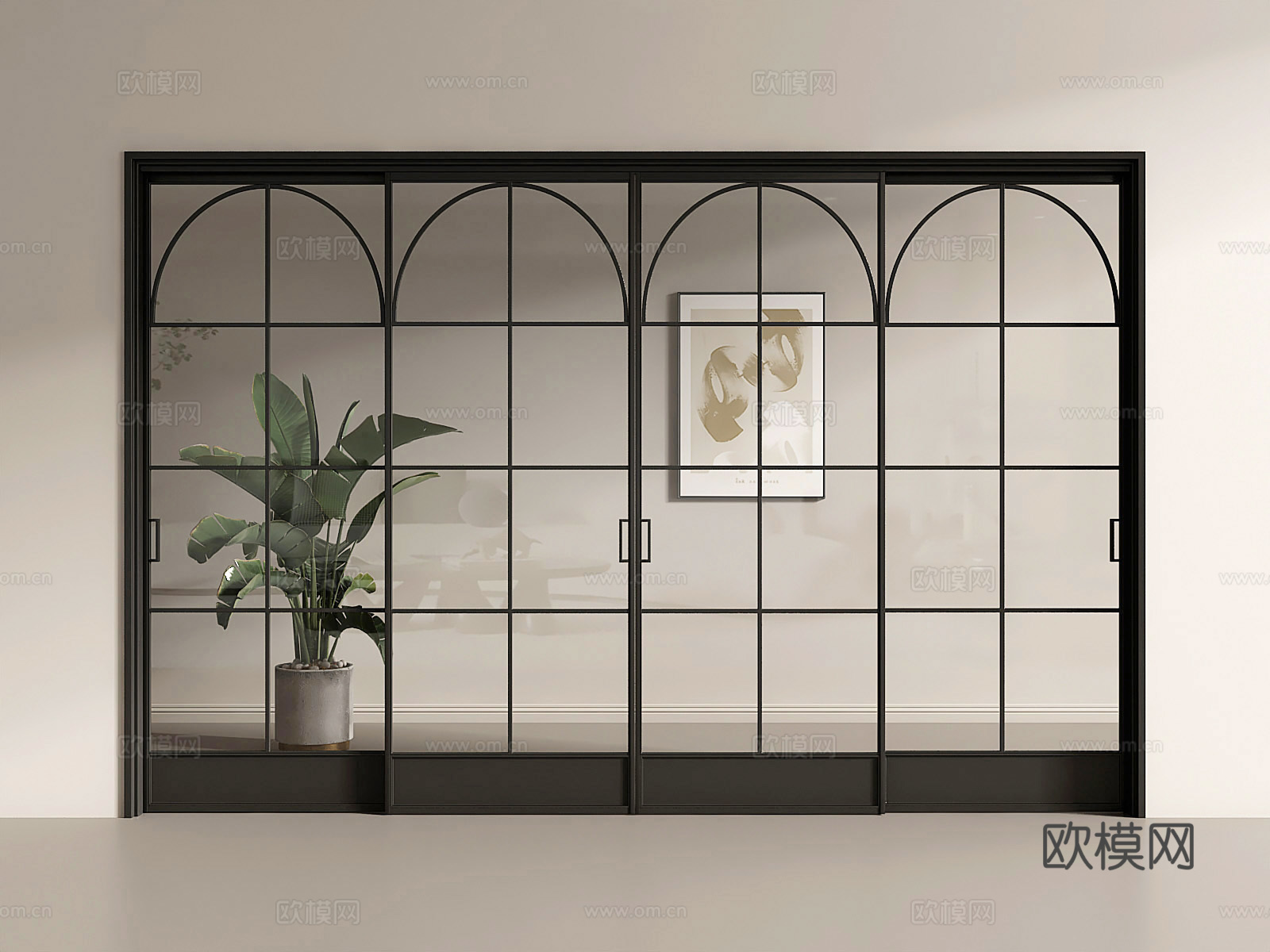 美式推拉门法式推拉门3d模型