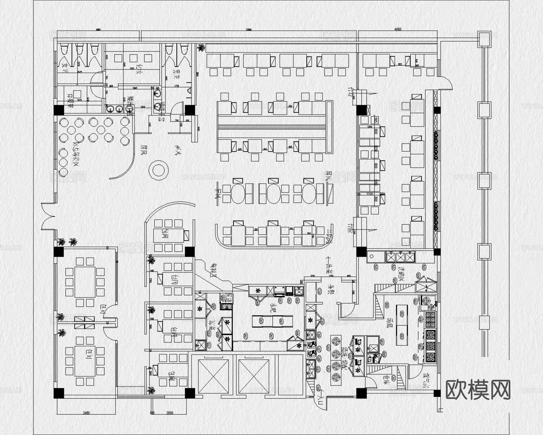 烧烤店 烤肉店 户外烧烤店 露营烧烤店 火锅店 料理店cad施工图