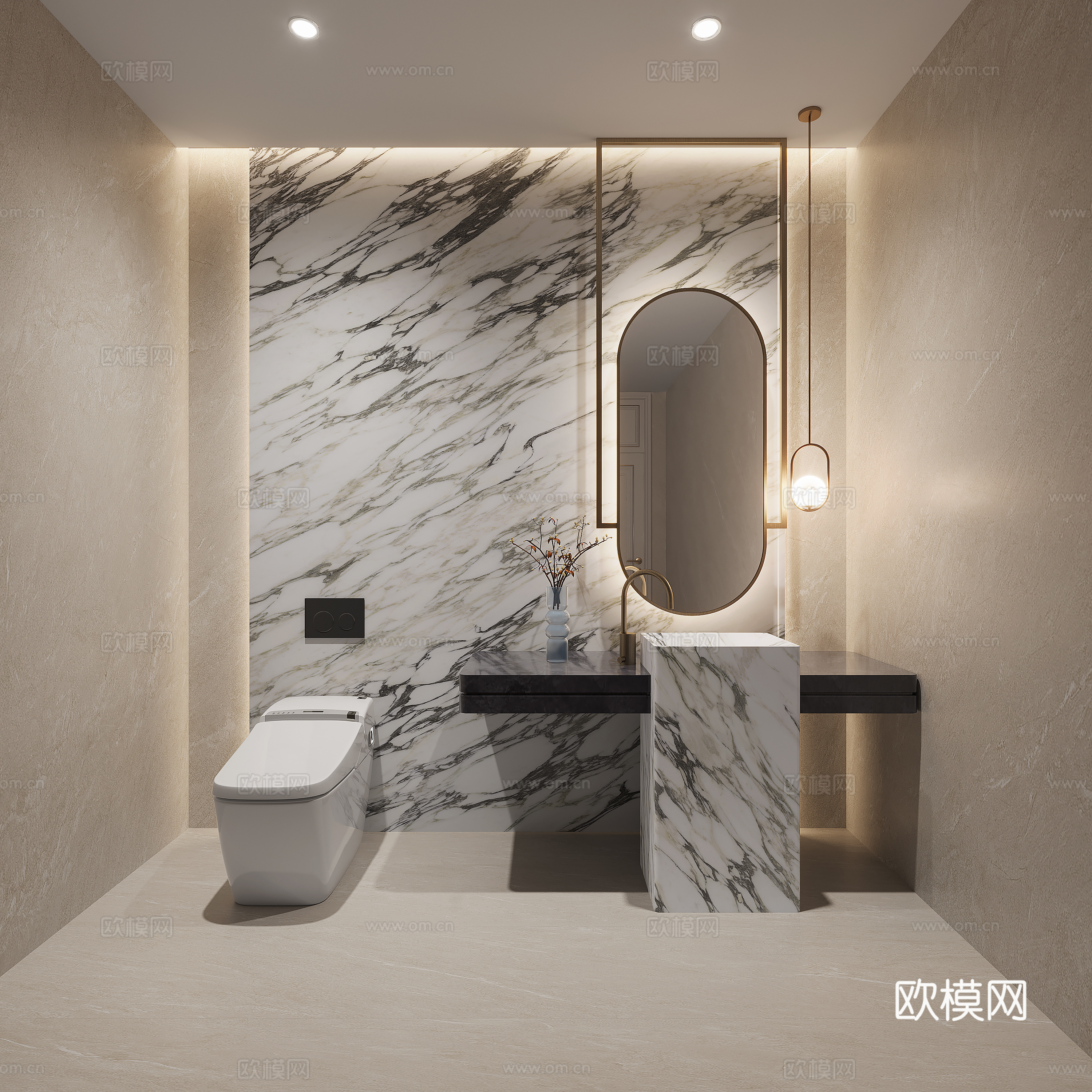 现代轻奢卫生间 干湿分离卫生间3d模型