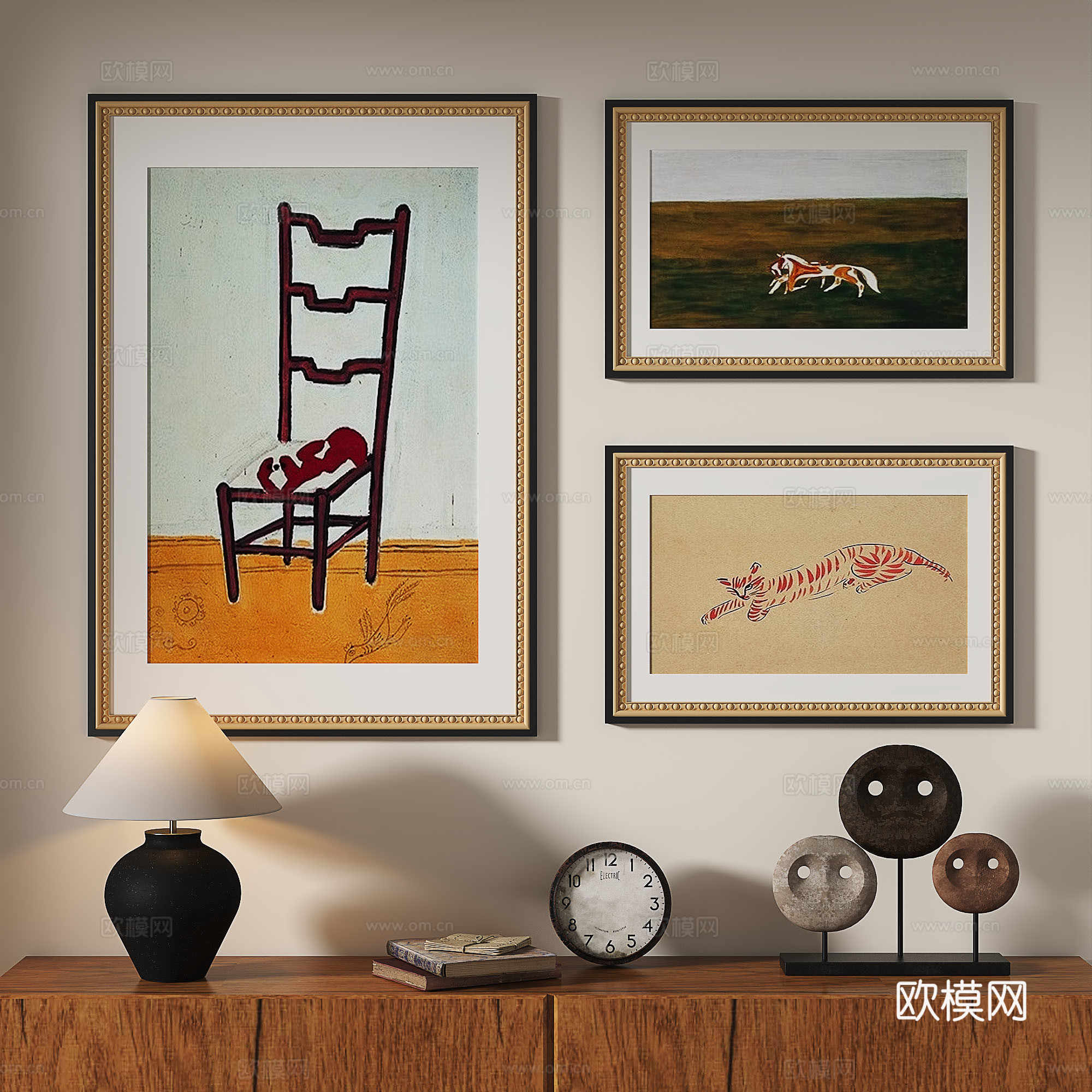 法式，欧式，古典，现代，复古，中古，抽象，轻奢，装饰画3d模型