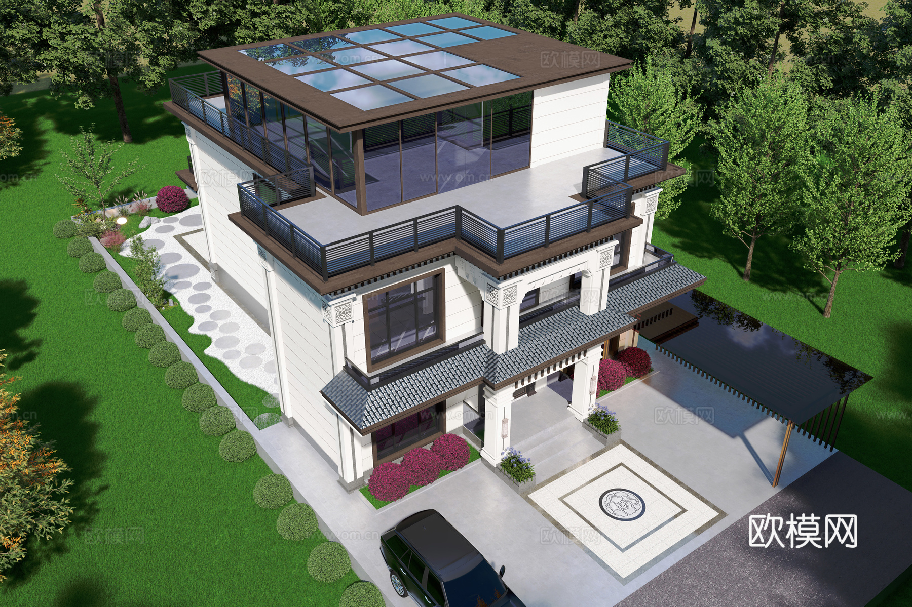 现代别墅自建房su模型