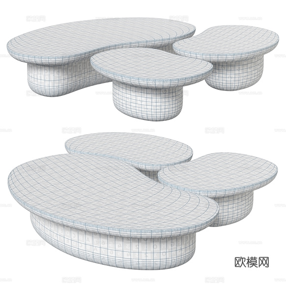 异形茶几组合3d模型下载(渲染图4)