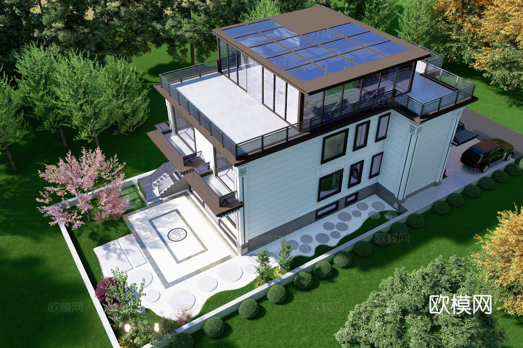 现代别墅自建房su模型