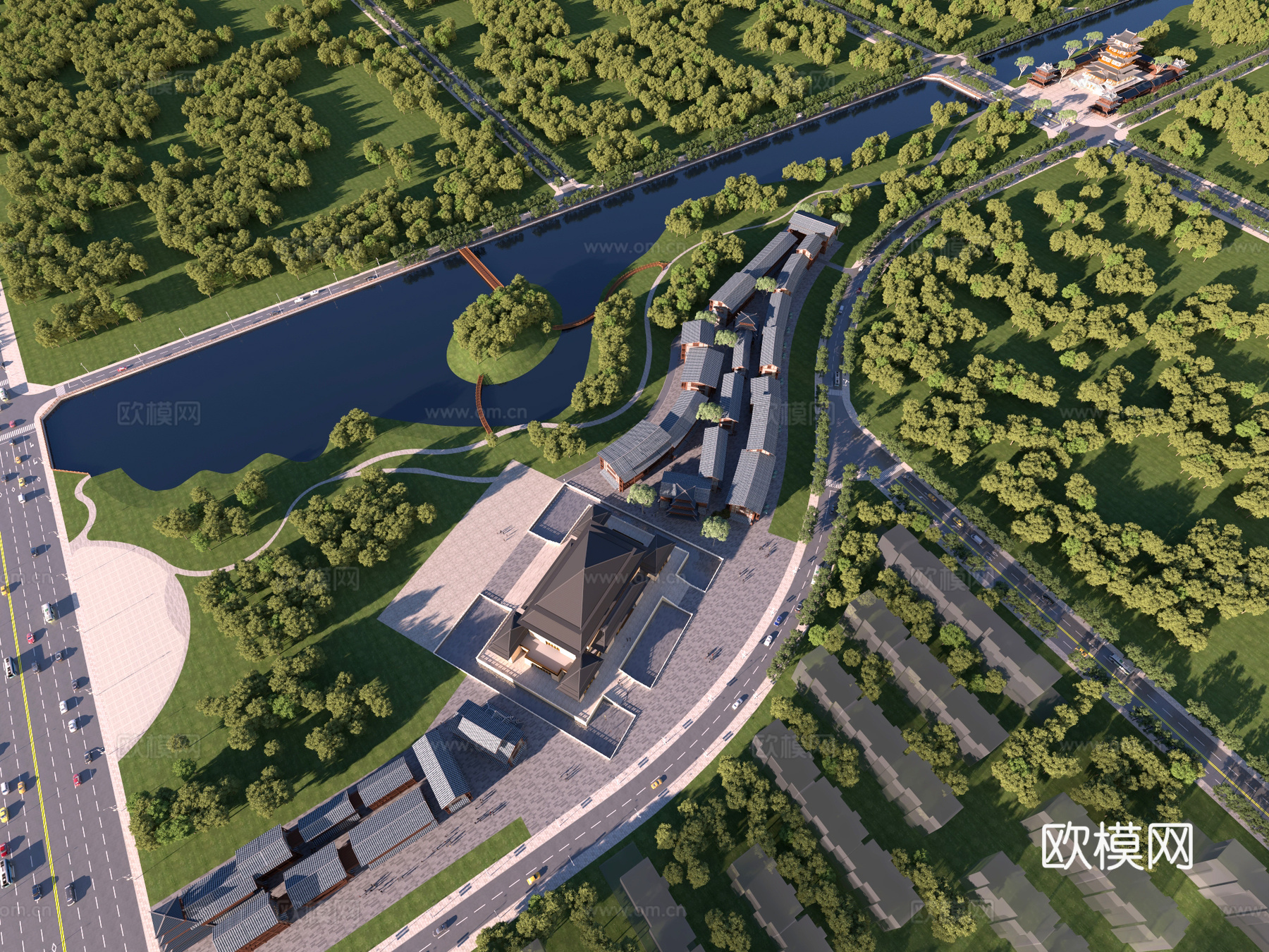 古建 中式建筑 小镇 古镇 园林 商业街3d模型
