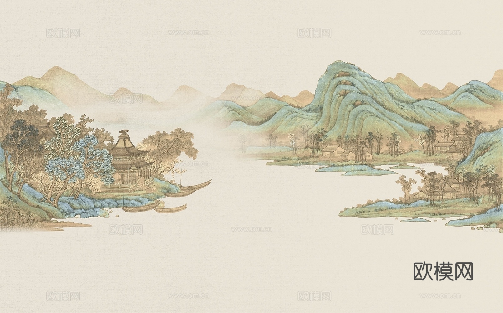 新中式山水壁画