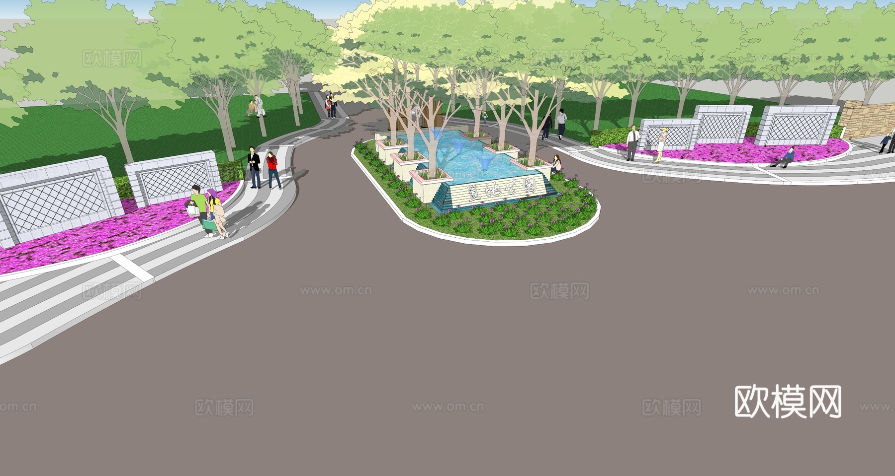公园入口 小区住宅入口su模型