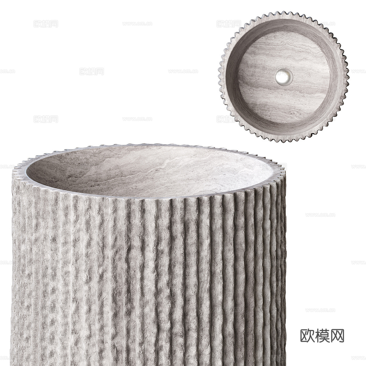 新中式茶几石材台盆3d模型