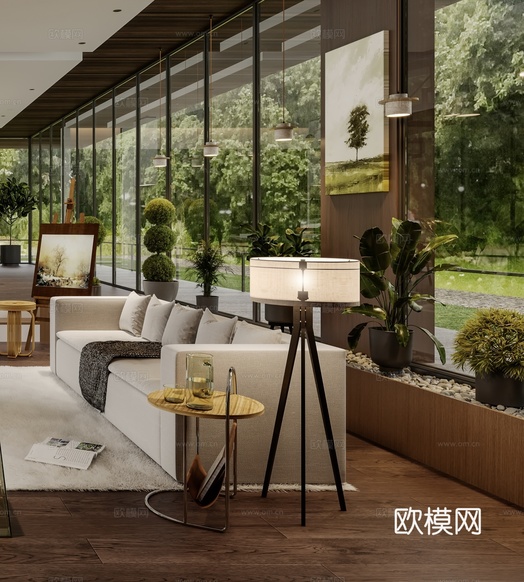 现代休闲客餐厅3d模型下载(渲染图3)