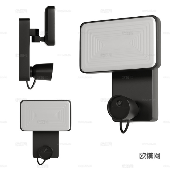 指纹锁 密码锁 监控 楼宇对讲3d模型下载(渲染图4)