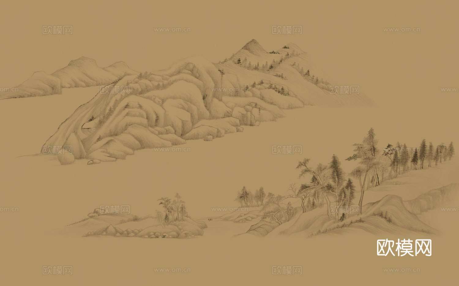 新中式山水壁画