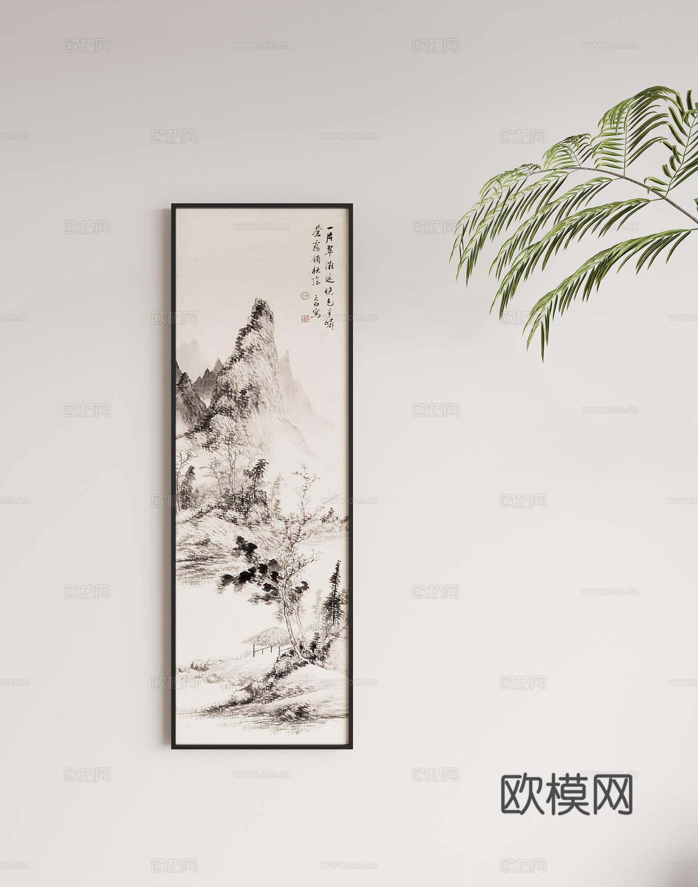 新中式禅意挂画su模型