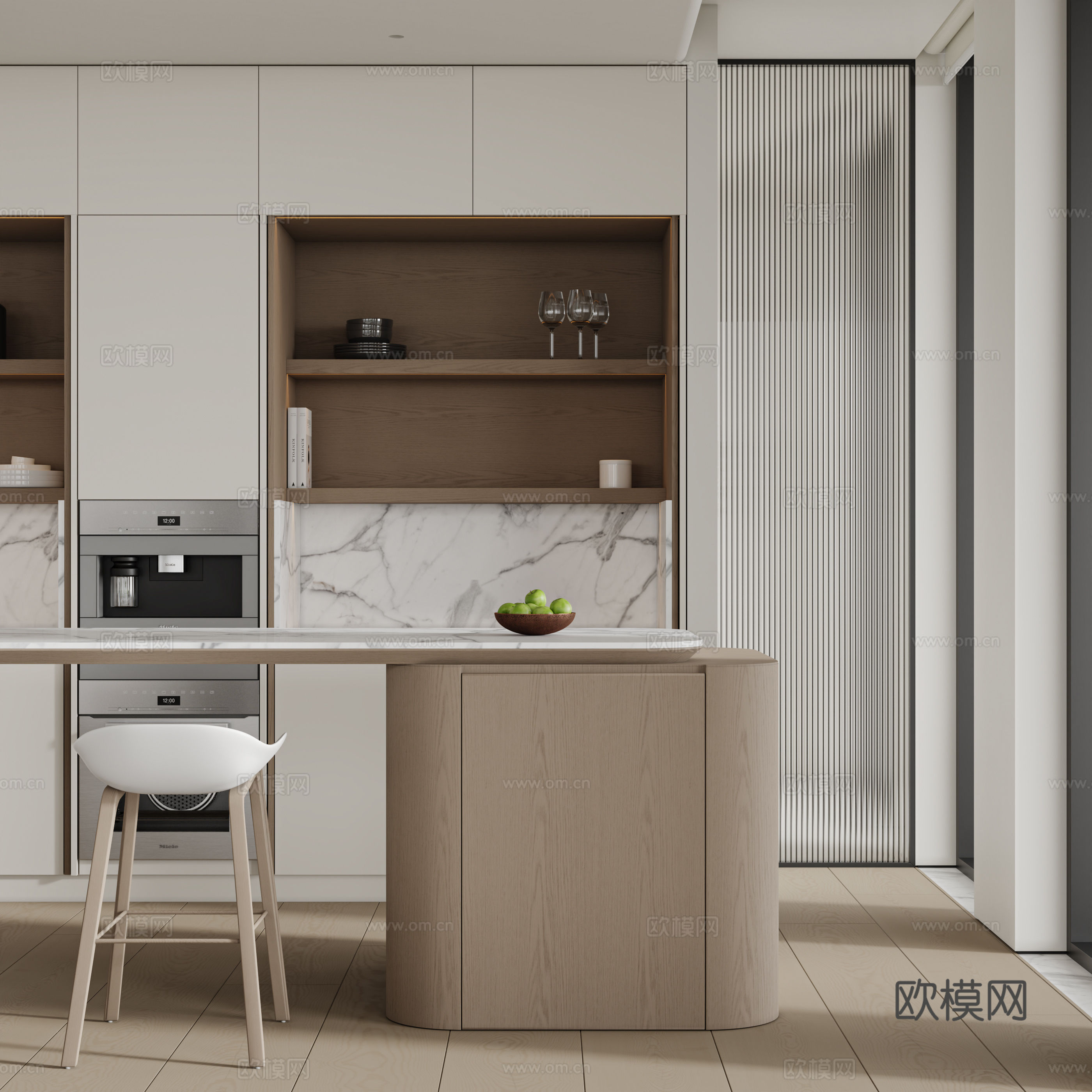 现代极简客餐厅3d模型