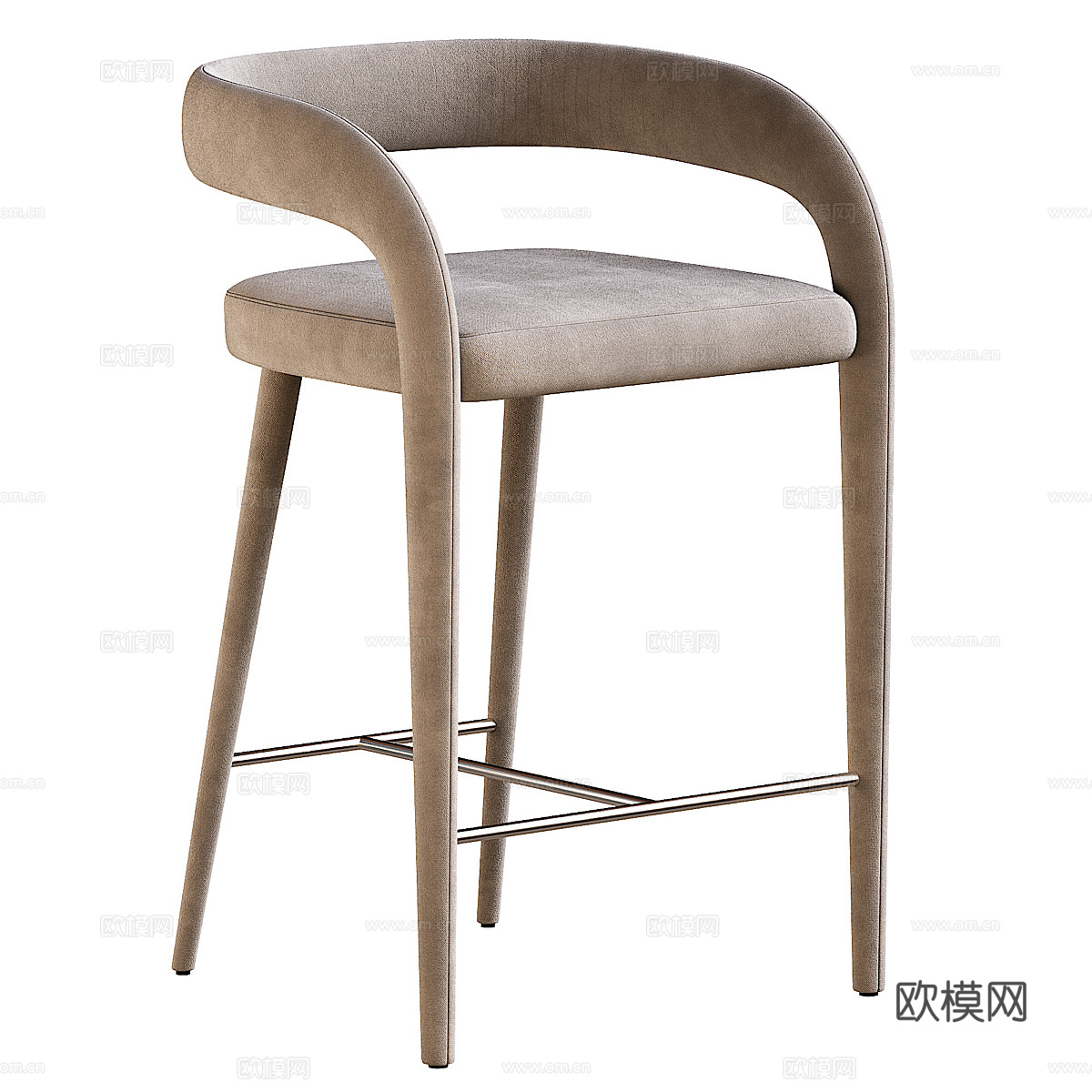 现代意式布艺吧台椅3d模型