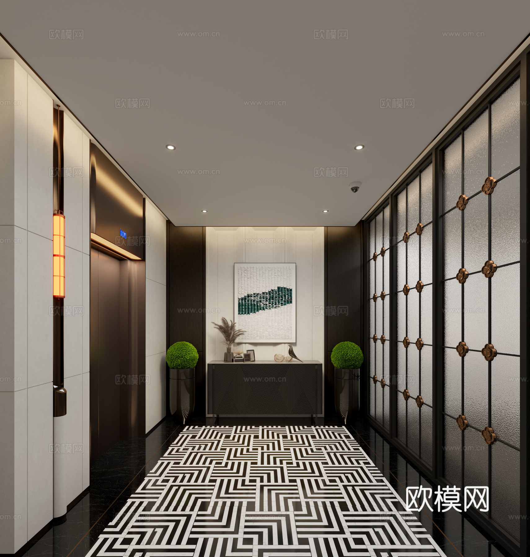 现代酒店电梯厅 会所电梯厅 电梯厅过道 电梯间 电梯厅3d模型
