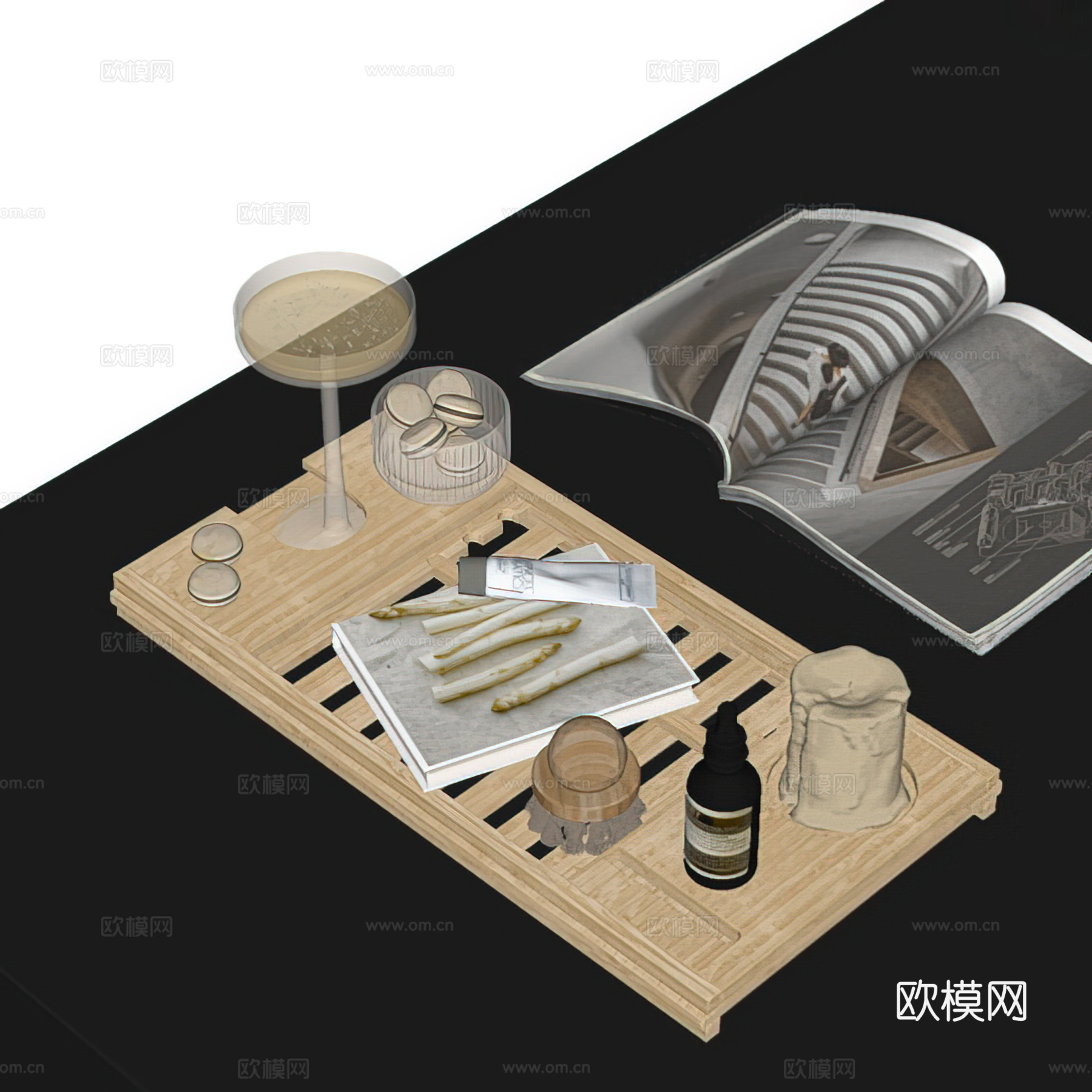 现代装饰摆件 水杯 玻璃杯 书籍 饰品 桌面装饰摆件su模型