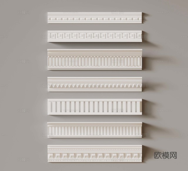 法式美式线条 虎头石膏线 钢琴线3d模型下载