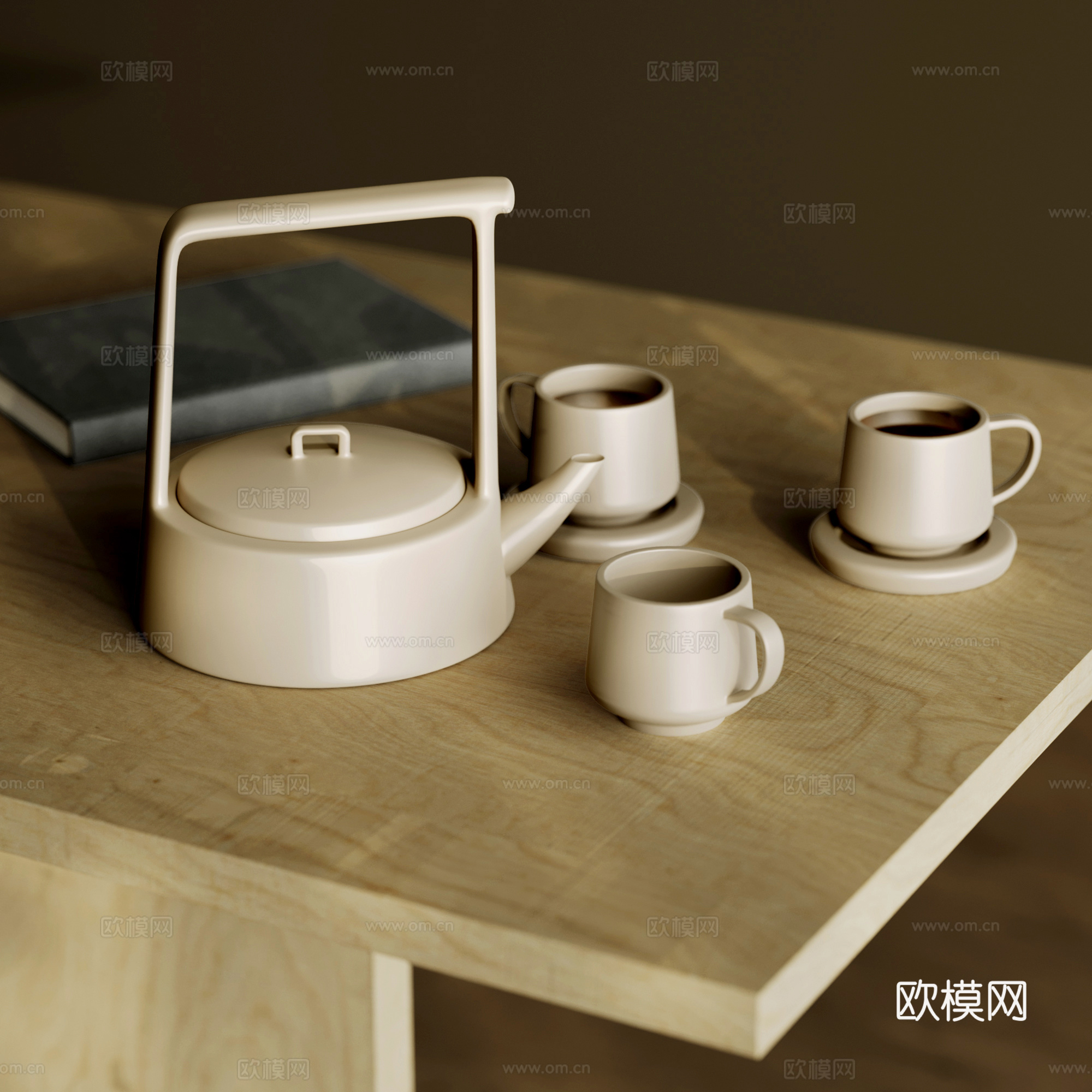 现代茶具摆件 茶杯 茶壶 茶桌茶具摆件 餐桌摆件3d模型
