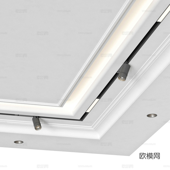 现代石膏板天花吊顶3d模型下载(渲染图3)
