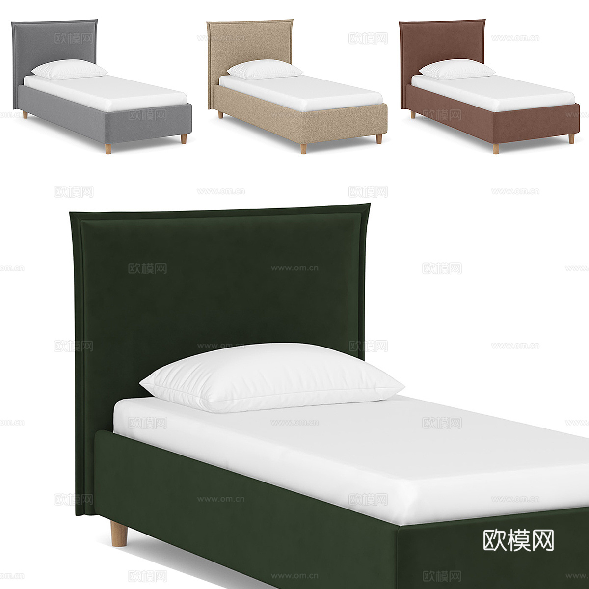 现代简约单人床 单人床 简约床 卧室床3d模型