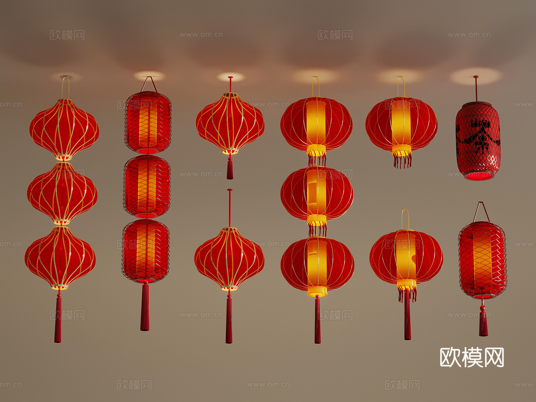 吊灯 灯笼su模型