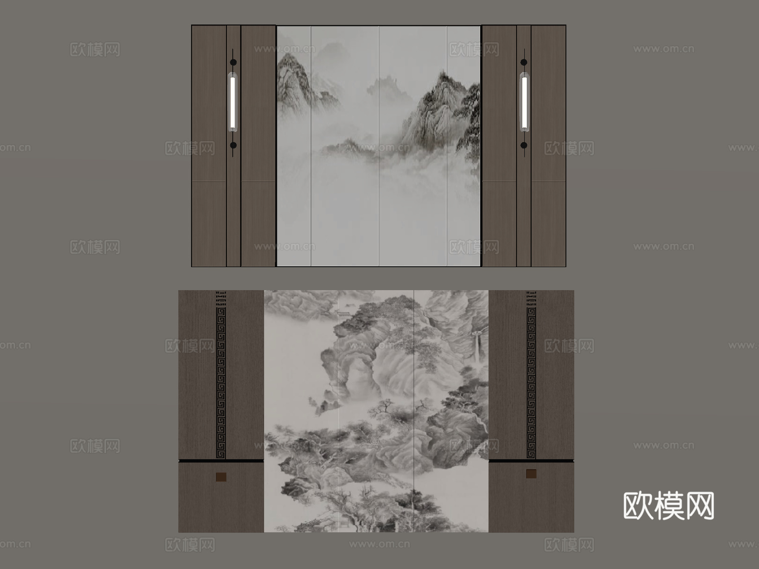 背景墙 新中式背景墙 床头背景墙 沙发背景墙su模型