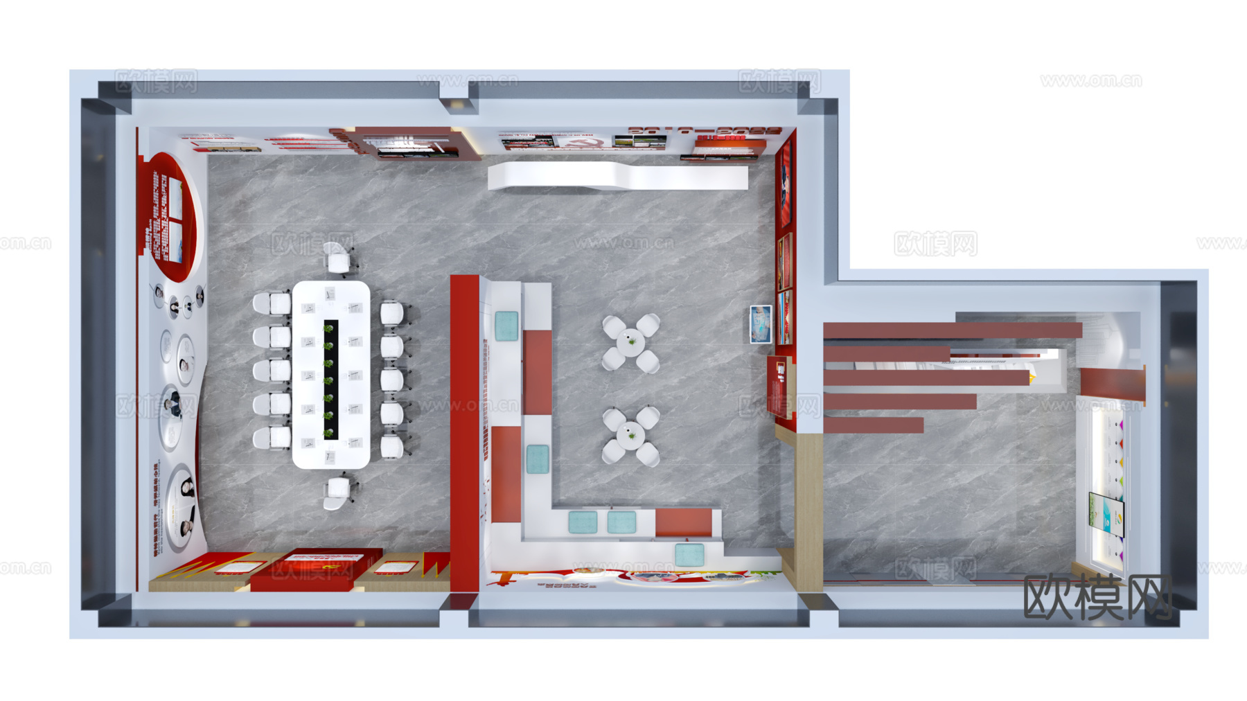 现代党建展厅展馆 红色展厅展馆 展墙 主题形象展示墙3d模型
