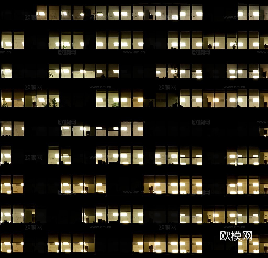 夜晚办公室窗户 外景 夜景